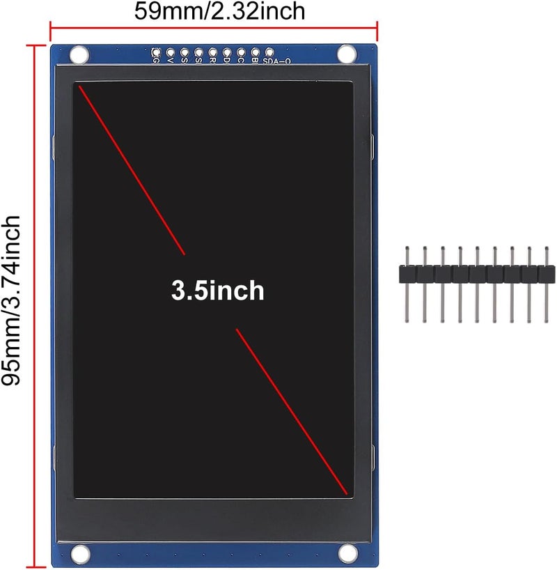 XIITIA 2pcs 3.5" SPI TFT LCD Display Module 320x480 RGB LCD Screen 3.3V ST7796 Drive SPI Interface 8pin Full Color for Arduino DIY - Image 3